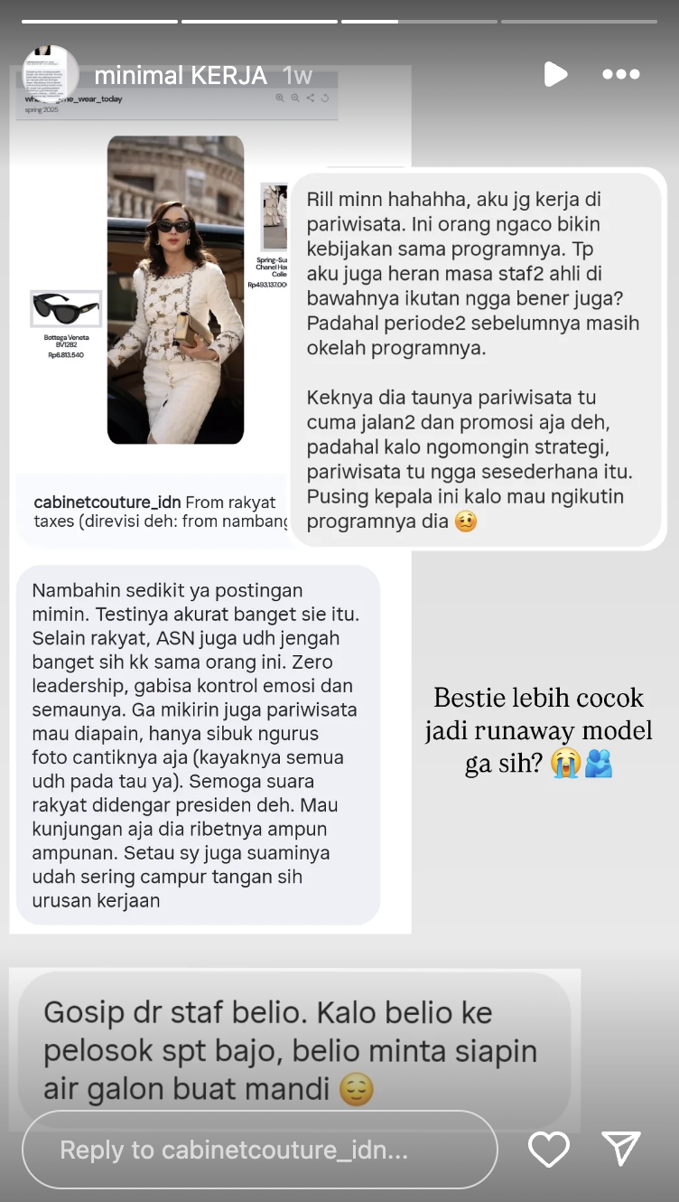Isu soal Menpar Widiyanti Putri Wardhana terkait mandi dengan air galon